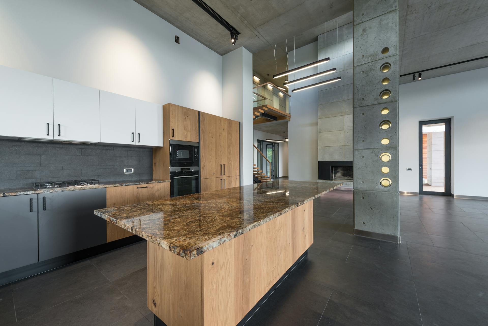 Modern luxury kitchen with premium stone countertops